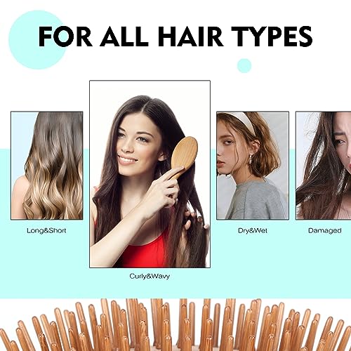 Combetter Natural Bamboo Hair Brush for Scalp Massage and Anti-Frizz