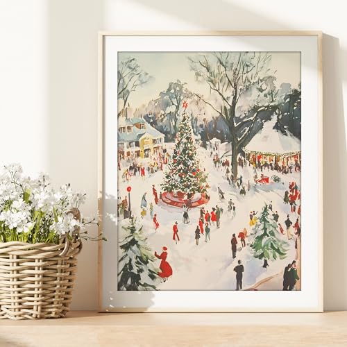 Winter Wonderland Festive Town Square Art Print 11x14 (Variation of THIS listing)