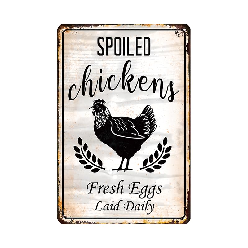 Funny Chicken Coop Metal Sign Fresh Eggs Laid Daily 8x12 Inch Rustic Decor