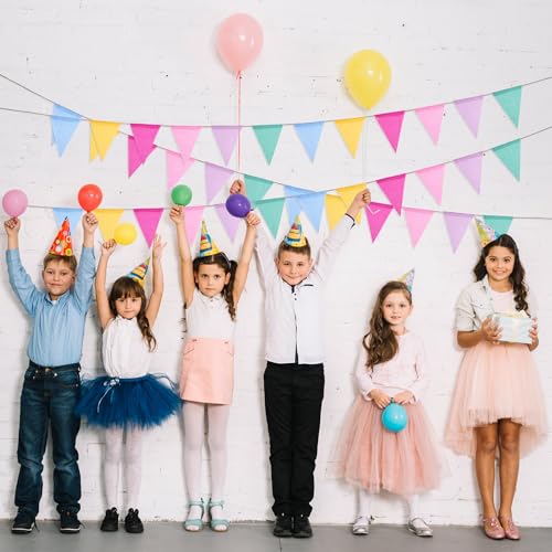 48PCS Colorful Pennant Banner Flags with Jute String for Parties & Events