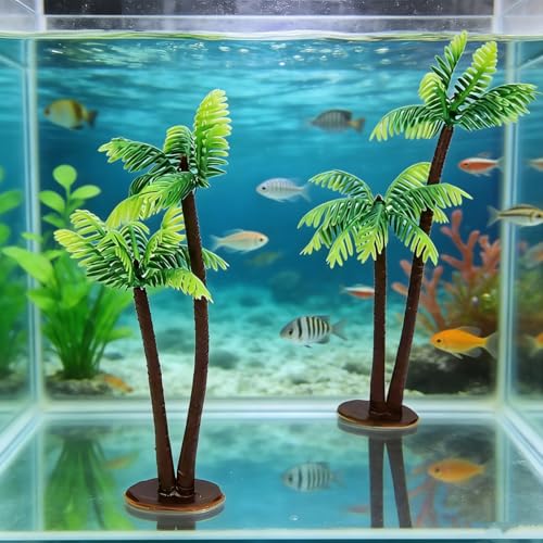 Mini Artificial Palm Trees - 5 Pack Tropical Decor for Fairy Gardens & Dioramas