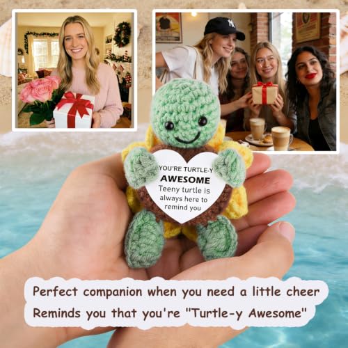 Positive Turtle Gifts for Women & Men - Handmade Crochet Turtle