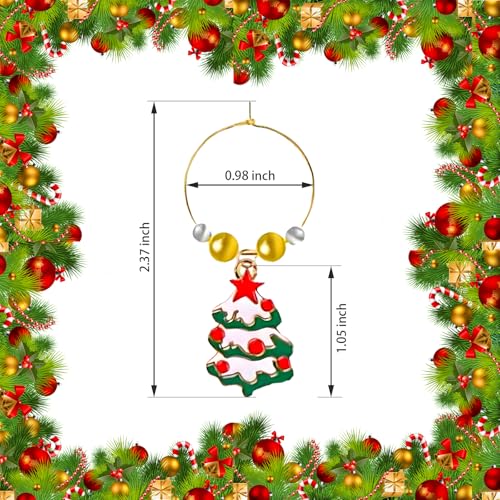 Christmas Wine Glass Charms 8 PCS - Metal Drink Markers for Stem Glasses