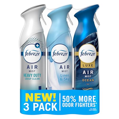 Febreze Air Mist Odor-Fighting Room Spray, Crisp Clean, 8.1 oz, 3-Pack