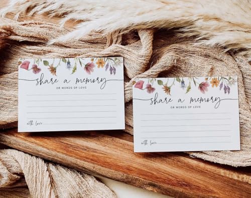 Share a Memory Cards - 50 Pack, 4x6 Wildflower Keepsake Cards for Events