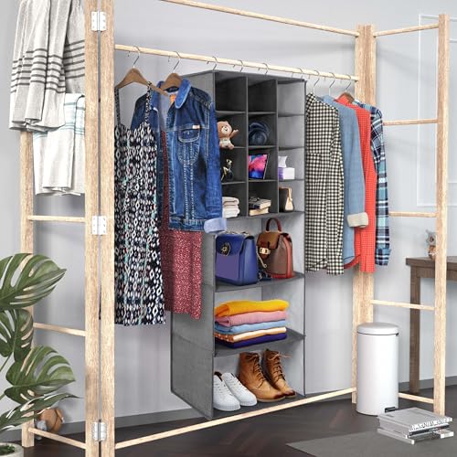 Libeder Grey Hanging Shoe Organizer with 15 Shelves - Space Saving Storage