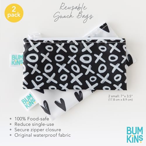 Bumkins Reusable Snack Bags Pack - Waterproof Fabric Kids & Adults Lunch Organizer