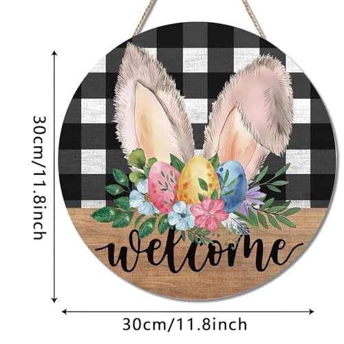 Welcome Easter Door Sign with Bunny Ears | 11.81" Wooden Decor