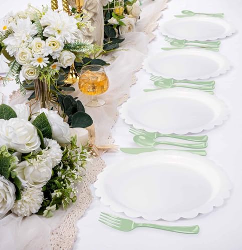 Sage Green Plastic Silverware Set - 75 Pack for 25 Guests