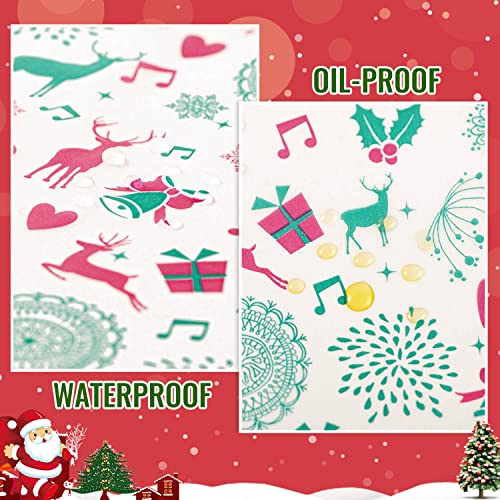 Christmas Wax Paper with Reindeer Pattern - Food Grade Food Wraps, 100 Sheets