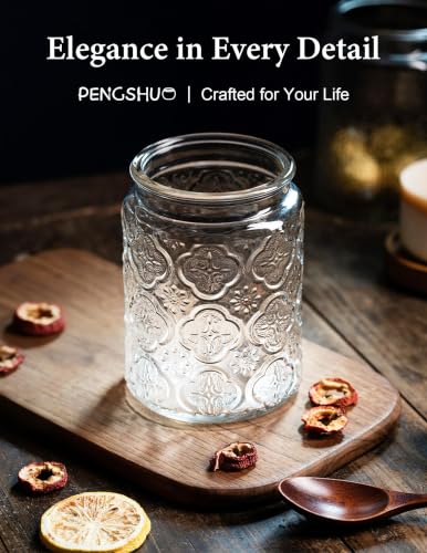 Begonia 24oz Vintage Glass Jar with Wooden Lid - Airtight Kitchen Canisters