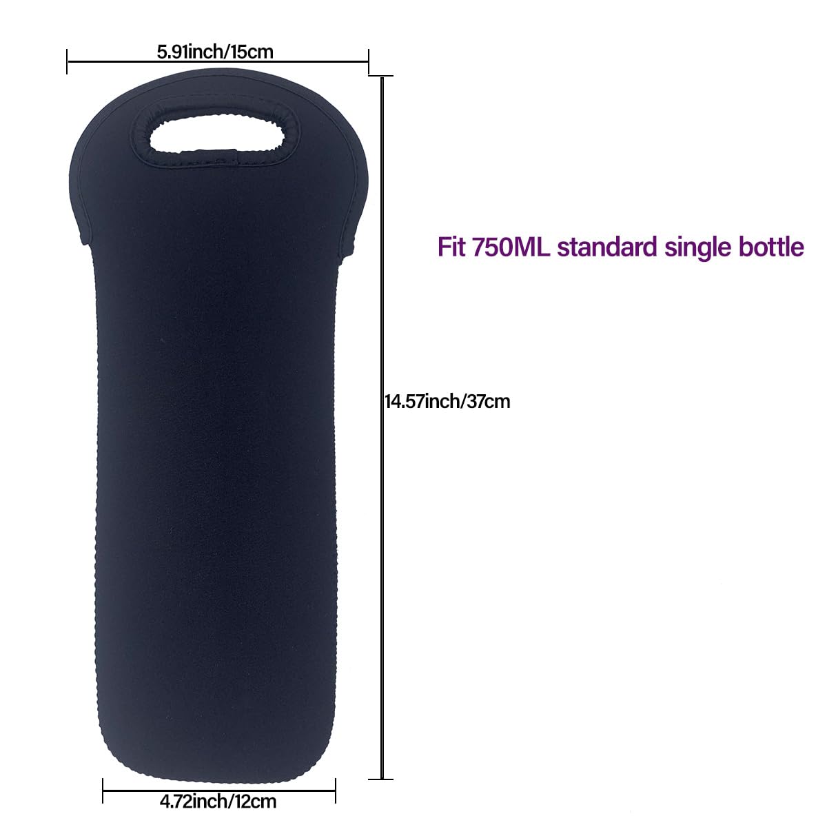 Neoprene Wine Bottle Carry Tote, Wine Bottle Bag for Wine Beer Water Bottles, Wine Cooler Bag, Black