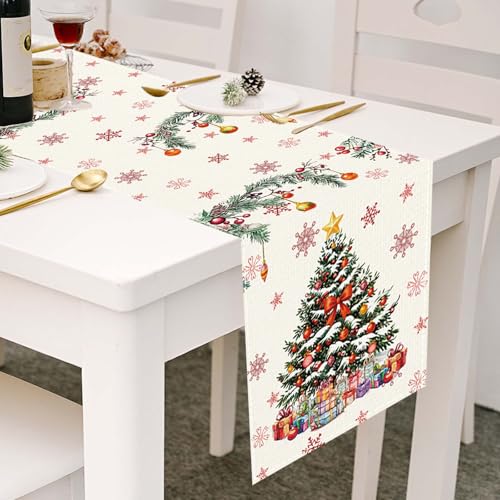 Christmas Table Runner 13x72 Inch with Xmas Tree Design