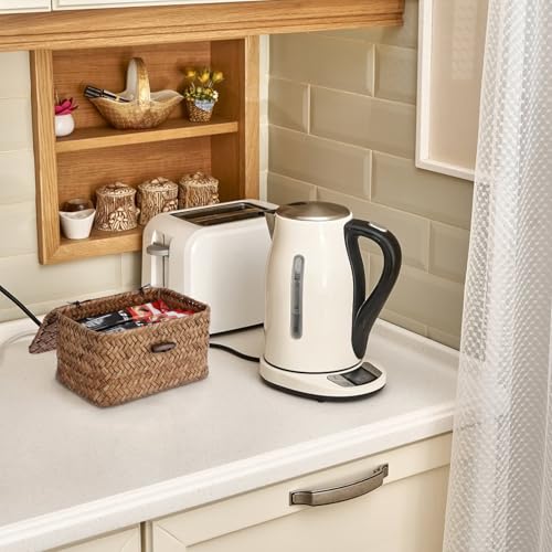 Coffee Wicker Basket with Lid - 6.1" x 4" x 3.3" Seagrass Organizer