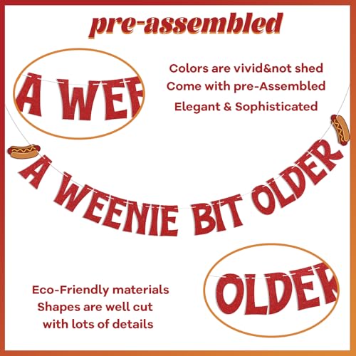 Red Glitter Weenie Bit Older Banner - Hot Dog Birthday Decor