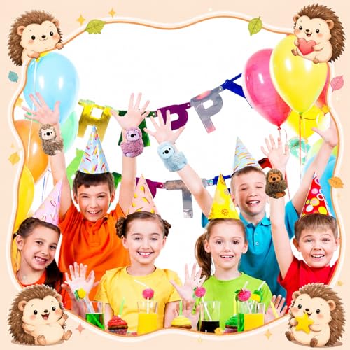 Kids Plush Hedgehog Bracelets - 8 Pack Soft Collectible Toys for Children