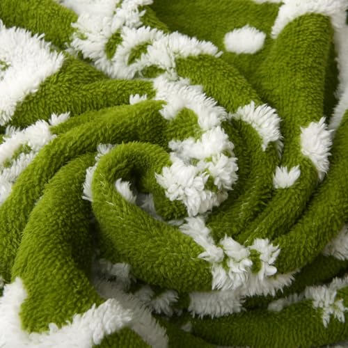 Christmas Green Knitted Sherpa Throw Blanket - 60x80 Inches with Variation Xmasgreen