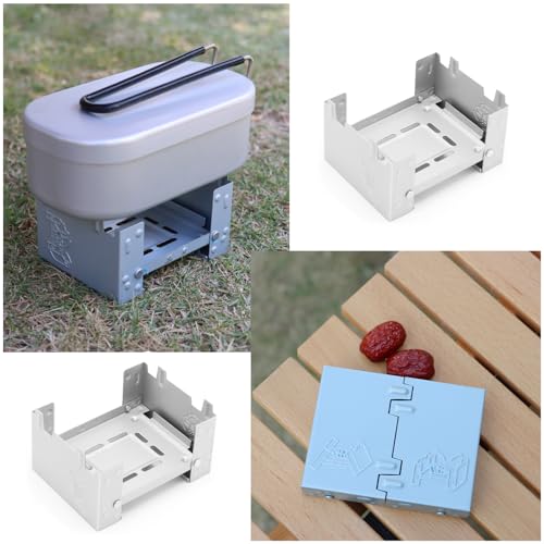 2 Pack Solid Fuel Stove Portable Compact Mini Foldable Solid Alcohol Spirit Wax Tablets Stand Burner for Camping Outdoor Backpacking Hiking Trekking Survival Picnic