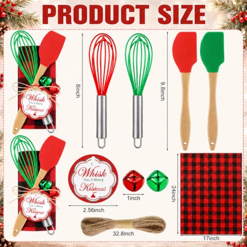 Christmas Spatula Baking Gift Set - Plaid Wood Handles, 18 Pieces