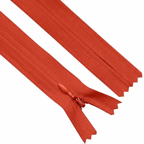 Sawoake 28-Inch Invisible Zippers, Red Nylon Coil 2-Pack