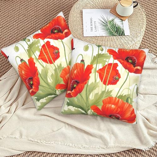 Floral Throw Pillow Covers Set of 2 - 18x18 Inch Decorative Cushions