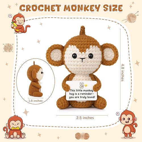 Positive Monkey Crochet Stuffed Animal for Emotional Support