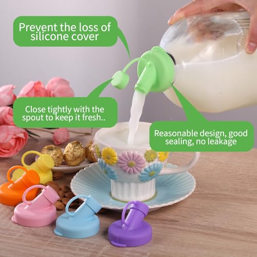 4 Pack Silicone Bottle Caps 48mm for Milk Glass Bottles, Leak-Proof & Dishwasher Safe