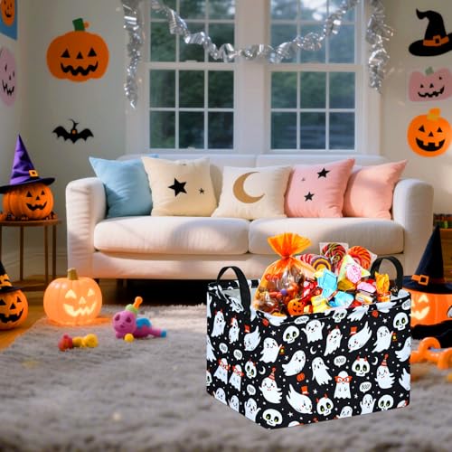 Black Ghost Collapsible Storage Basket - Versatile Laundry Hamper
