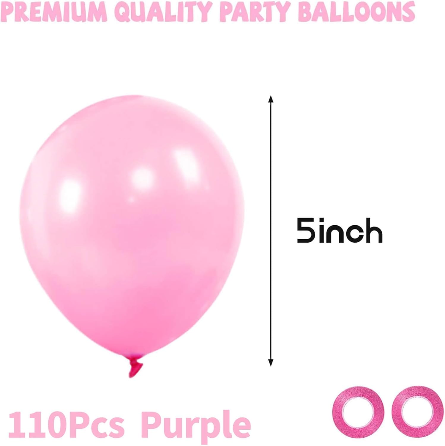 Pink Balloons | 110 Pcs Mini 5-Inch Thick Latex Balloons for Birthday & Baby Shower Decor