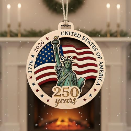 USA 250th Anniversary Patriotic Christmas Ornament - Keepsake Gift D51