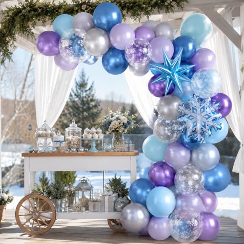 Frozen Balloons Pack - 12 Inch Blue & Purple Winter Party Decor