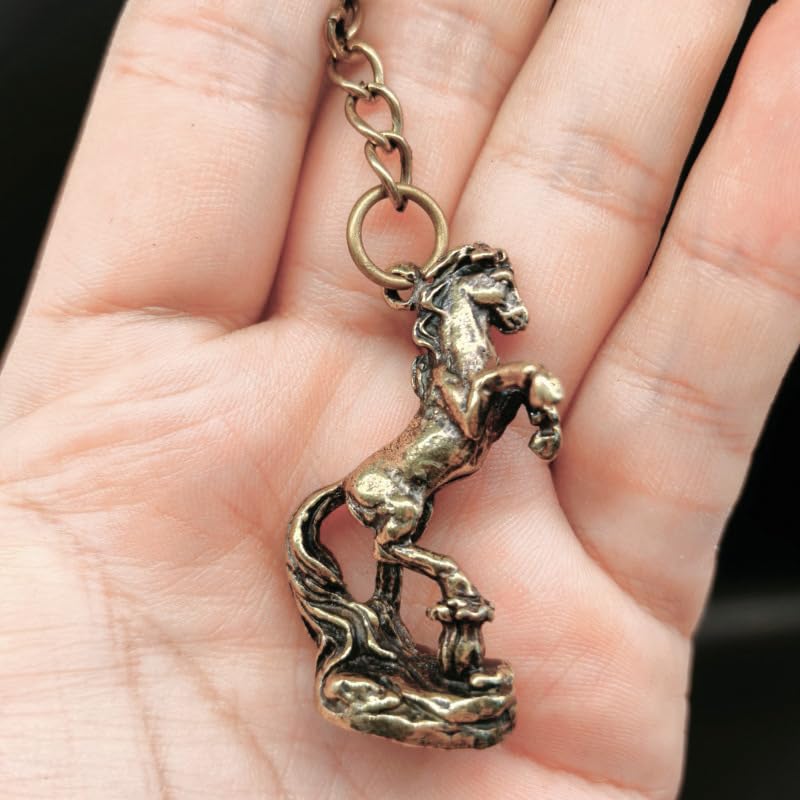 2pcs Handcrafted Brass Horse Key Pendant Ornaments for Home Decor