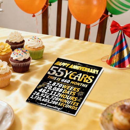 55th Anniversary Card for Him & Her - Elegant Keepsake Gift