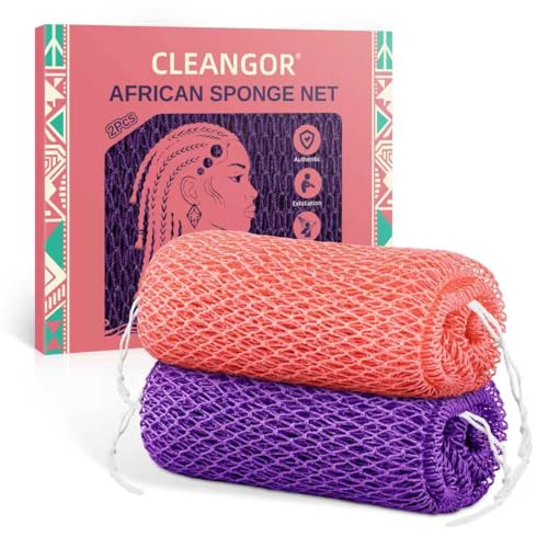 Cleangor 2-Pack Authentic African Net Sponge Exfoliating Body Scrubber