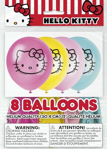 Hello Kitty Latex Balloons - 12 Inch Birthday Party Decorations, 8 Count