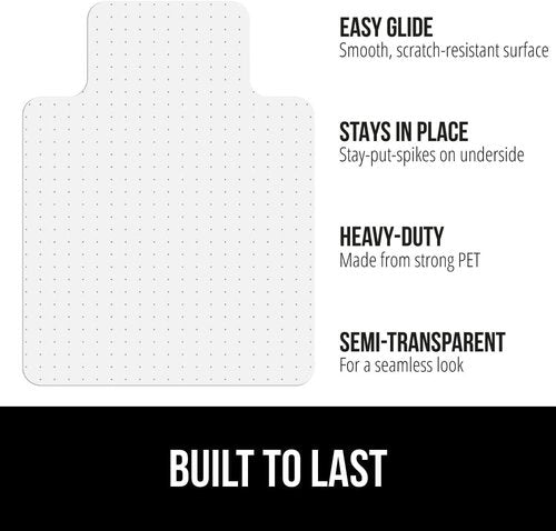 Gorilla Grip Rug Gripper Pads - Office Chair Mat for Carpet Floors | 8-Pack Black, 32.5"x48" Clear
