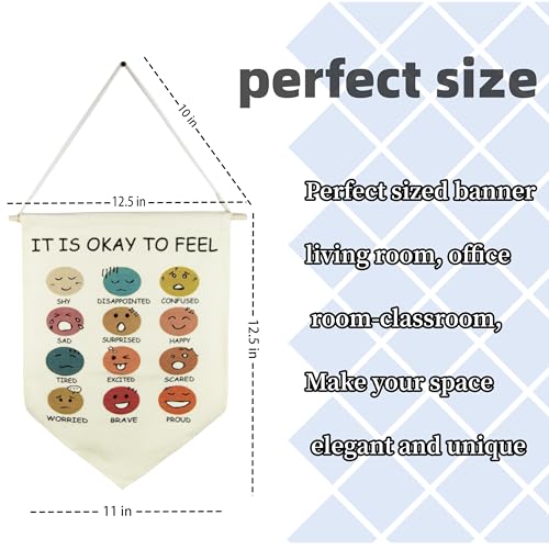 Toddler Room Decor Canvas Hanging Flag - 'It is Okay to Feel'