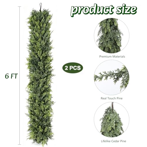 Artificial Cedar Garland - 6FT Holiday Christmas Wreath Decoration, 2PCS - Variation of Cedar Garland