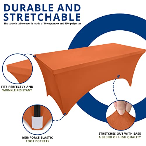 Utopia Kitchen 6ft Spandex Table Cloth - 2 Pack, Orange Stretch Cover