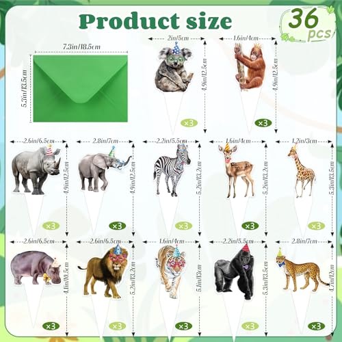 36 PCS Jungle Safari Cupcake Toppers for Birthday Parties