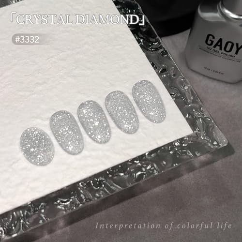 GAOY Silver Reflective Glitter Gel Nail Polish 16ml Crystal Diamond