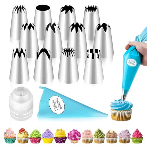 14-Piece Stainless Steel Piping Tips Set for Cake Decorating