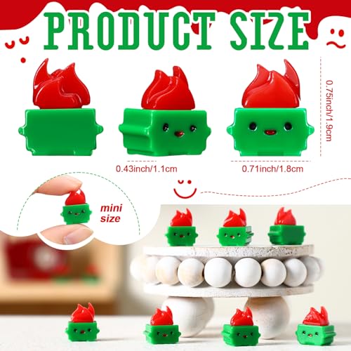 Simgoing 50 Pcs Mini Resin Dumpster Figurines Set - Green & Red