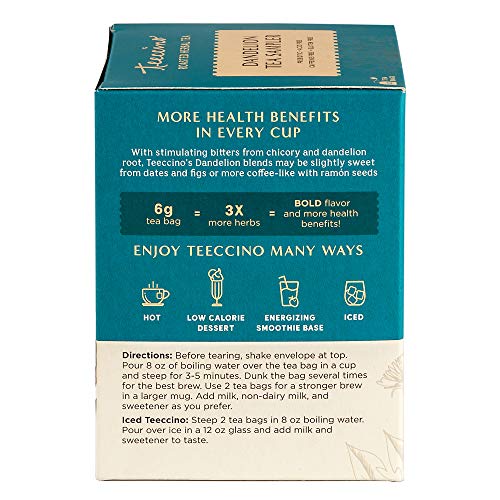 Teeccino Dandelion Tea Sampler - 12 Count Variety Pack, Caffeine-Free