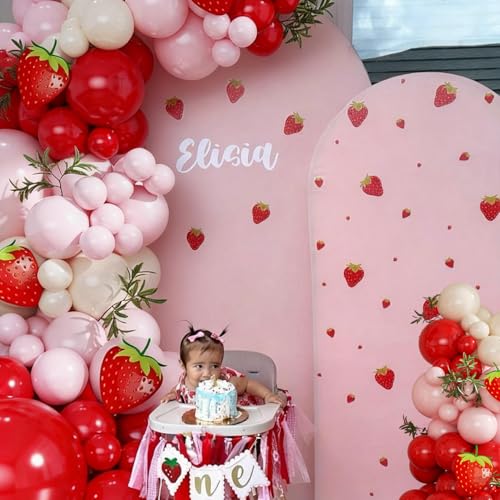 Strawberry Pink & Red Balloons Arch Kit for First Birthday Decor