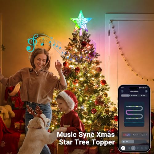 Brizled 9-Inch RGB Christmas Tree Topper with App & Bluetooth Control