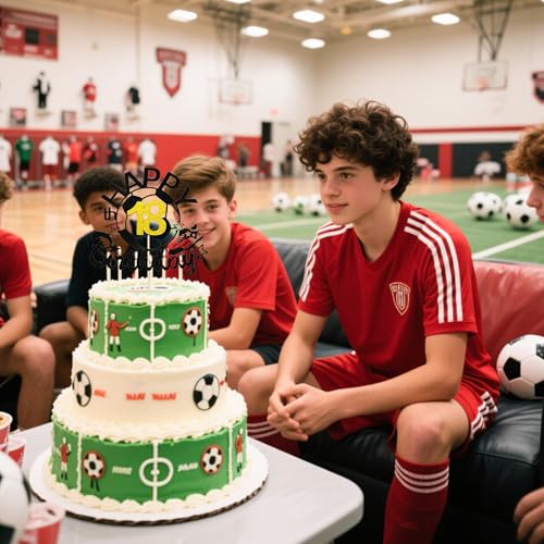Black Glitter Soccer Happy 18th Birthday Cake Topper Football Party
