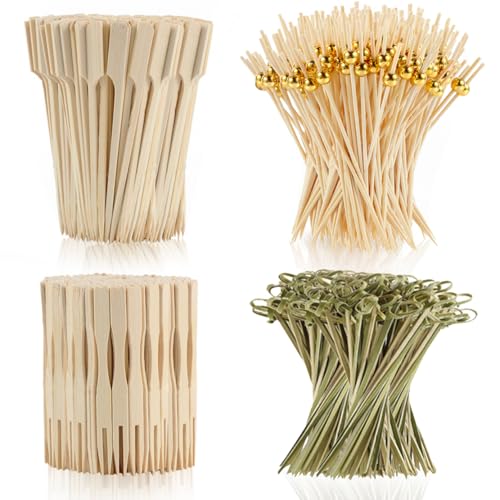 400 Pcs Bamboo Cocktail Picks for Appetizers - Eco-Friendly Skewers