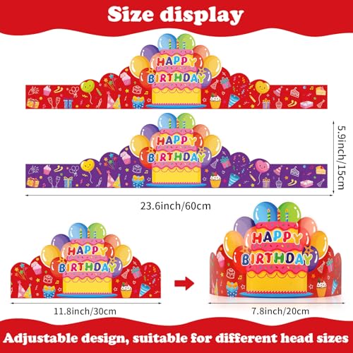 30 Pack Colorful Birthday Crowns for Kids - Party Hats