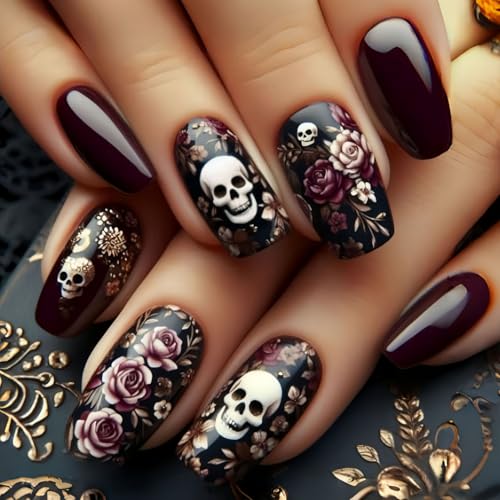 GRITOSE Halloween Press on Nails Long Square False Acrylic Nails